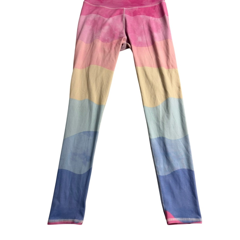 SO Active Womens XL 14/16 Rainbow Wave Print Leggings Pastel Tie Dye Yoga Pants